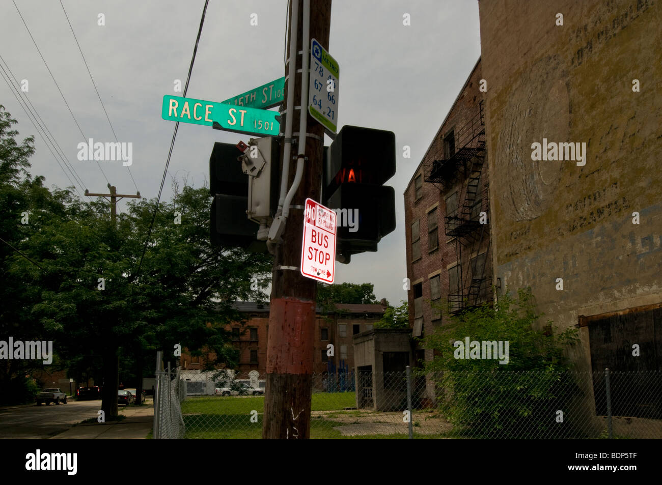 Busstop in Cincinnati over the rhine area Stock Photo