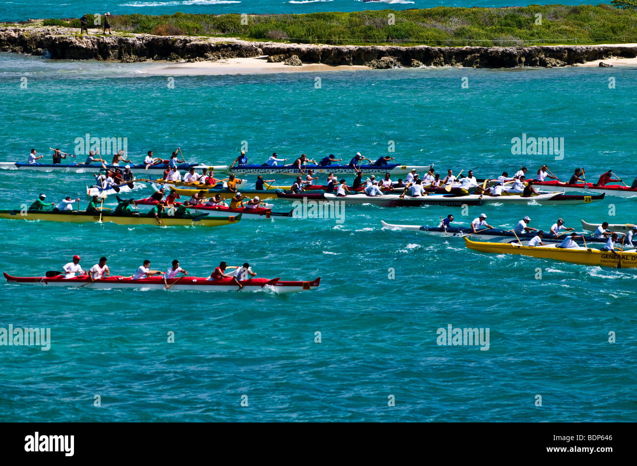 Duke Kahanamoku Long Distance Canoe Race, Kailua, Oahu, Hawaii Stock