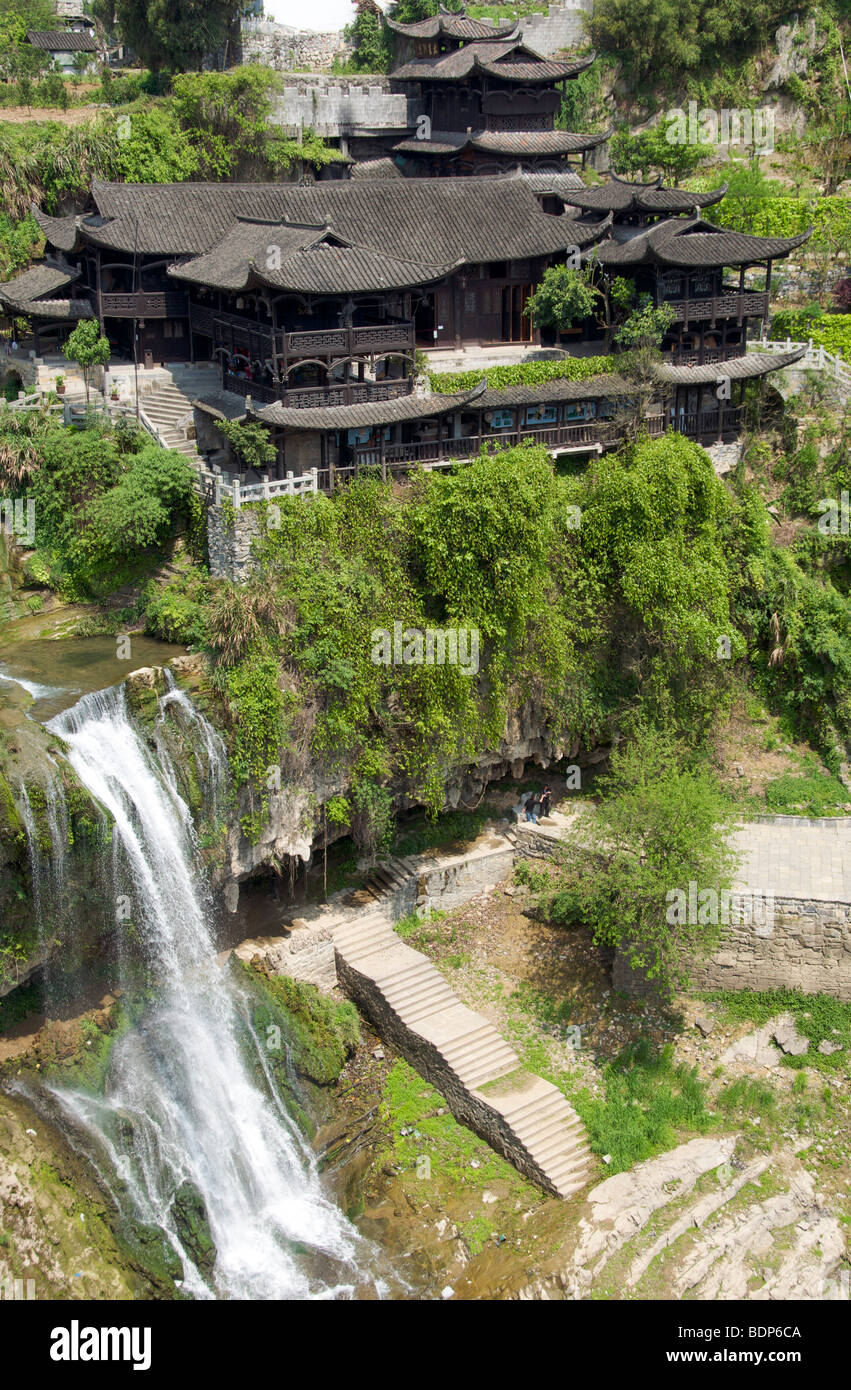 Wancun Waterfalls and Kings Palace Old Furong Town Hunan Province China Stock Photo