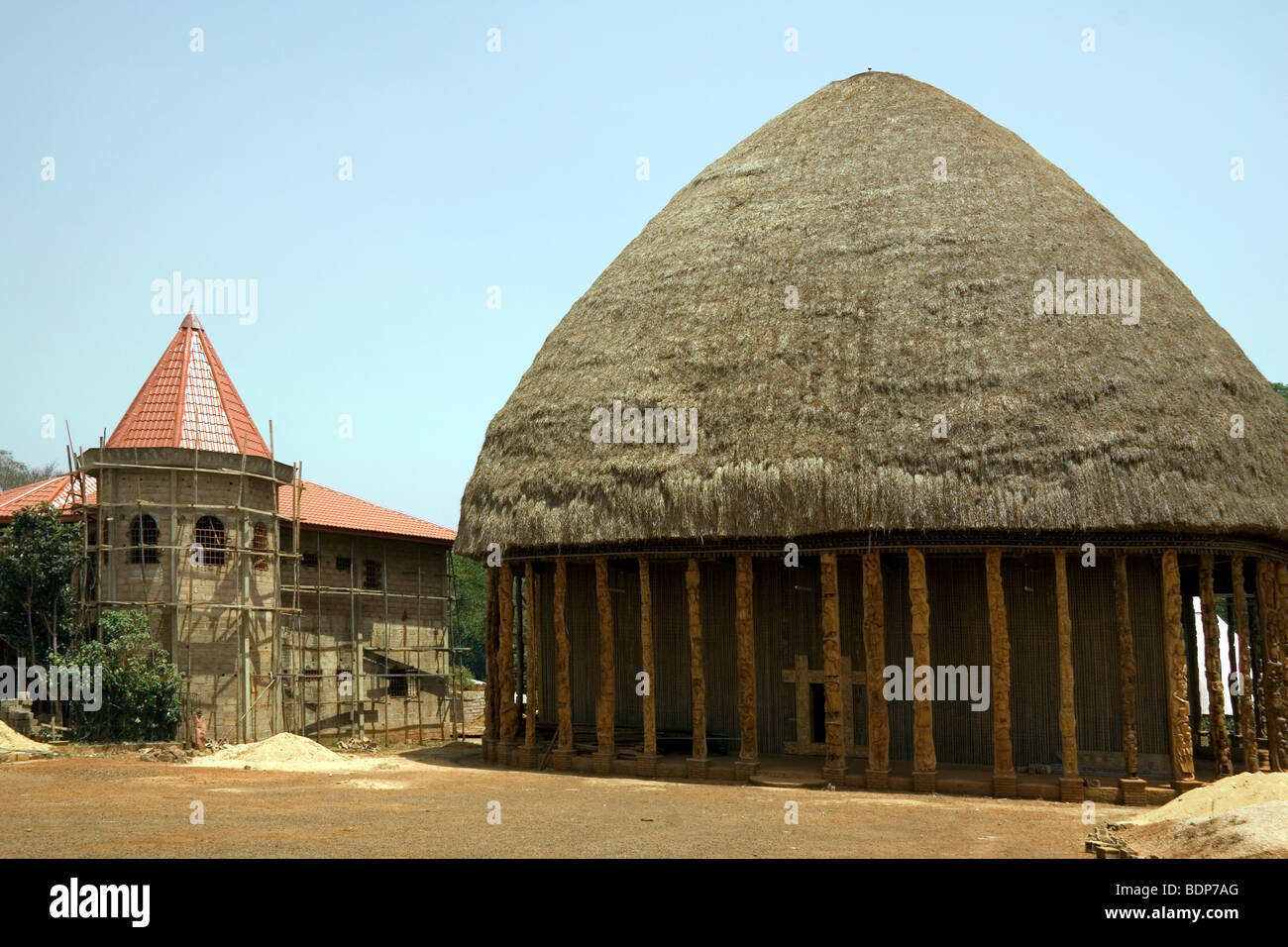 Main reception hall of chief's palace of Bamil k chiefdom of Bandjoun West Province Cameroon Stock Photo