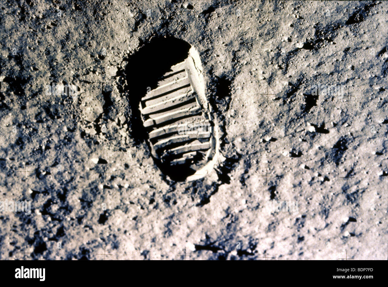 MOON FOOTPRINT left by Neil Armstrong on the Apollo 2 mission Stock Photo