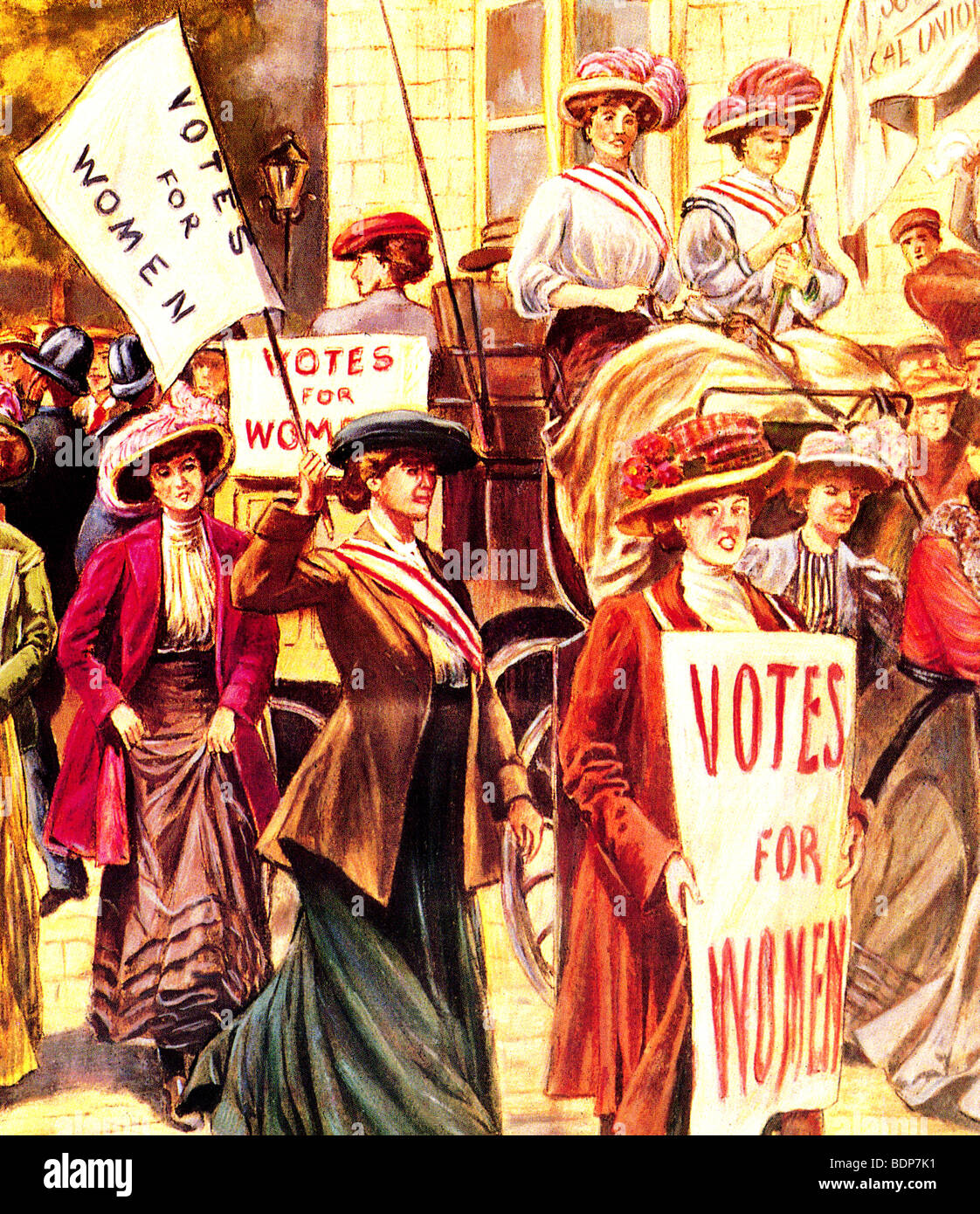 AMERICAN SUFFRAGETTES march for women's right to vote. Stock Photo