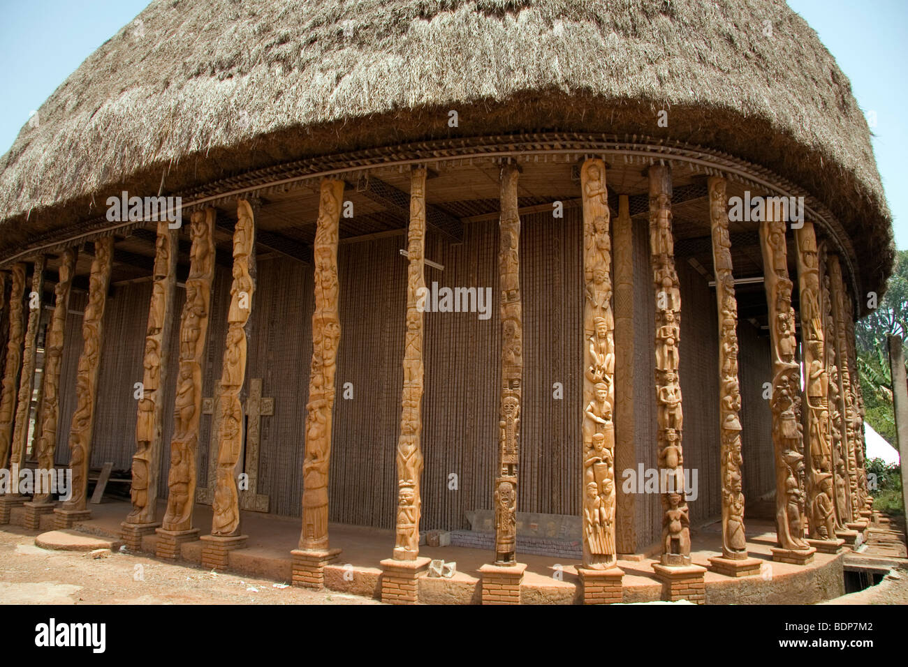 Main reception hall of chief's palace of Bamil k chiefdom of Bandjoun West Province Cameroon Stock Photo