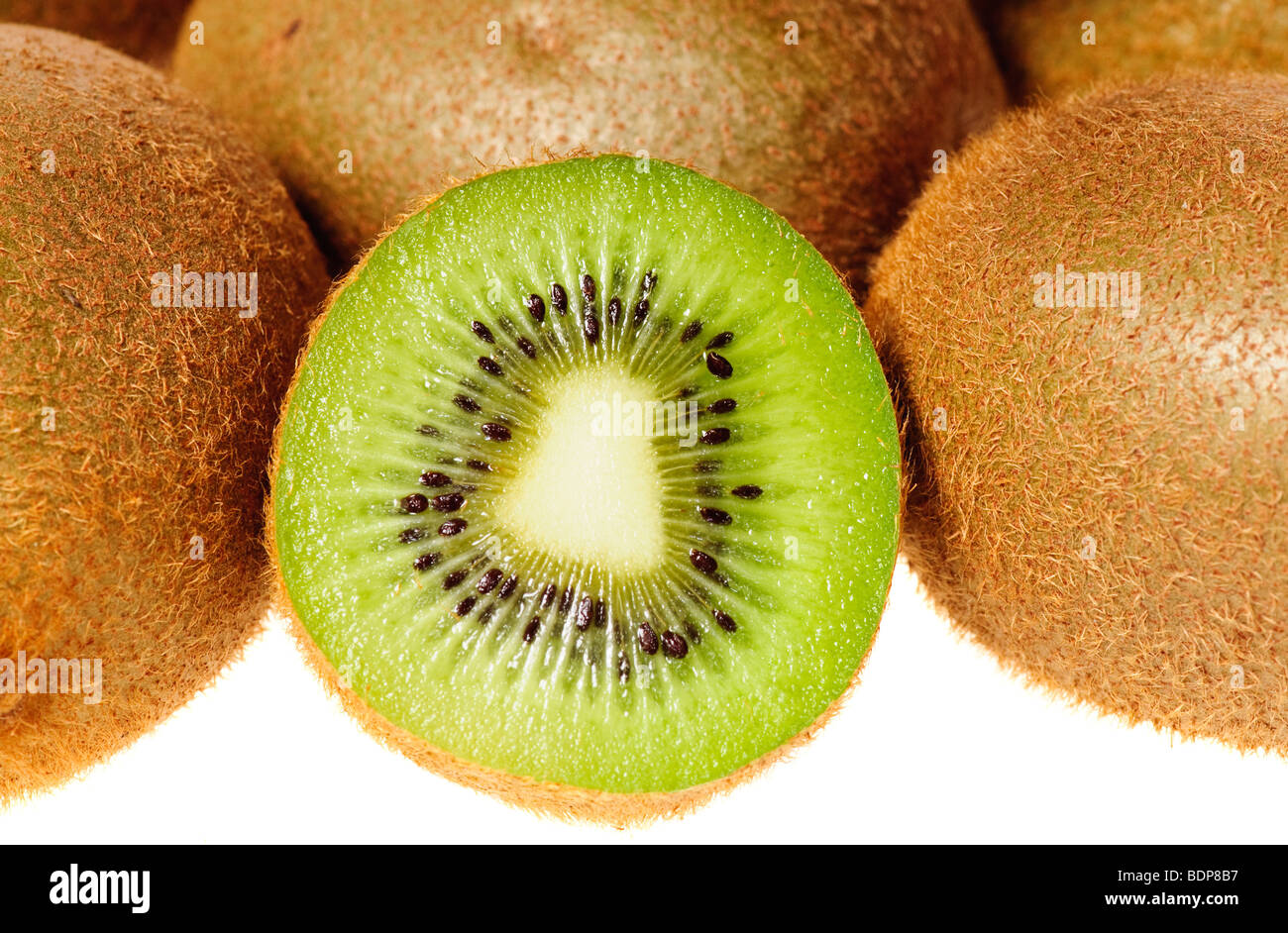 Group of kiwi on white background Stock Photo