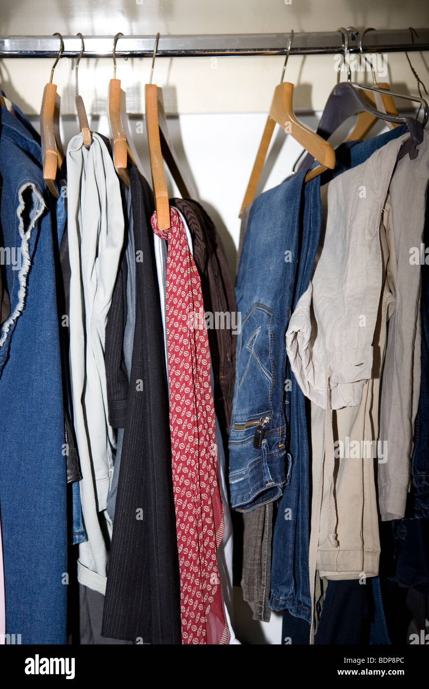 Clothing in Cupboard Stock Photo Alamy