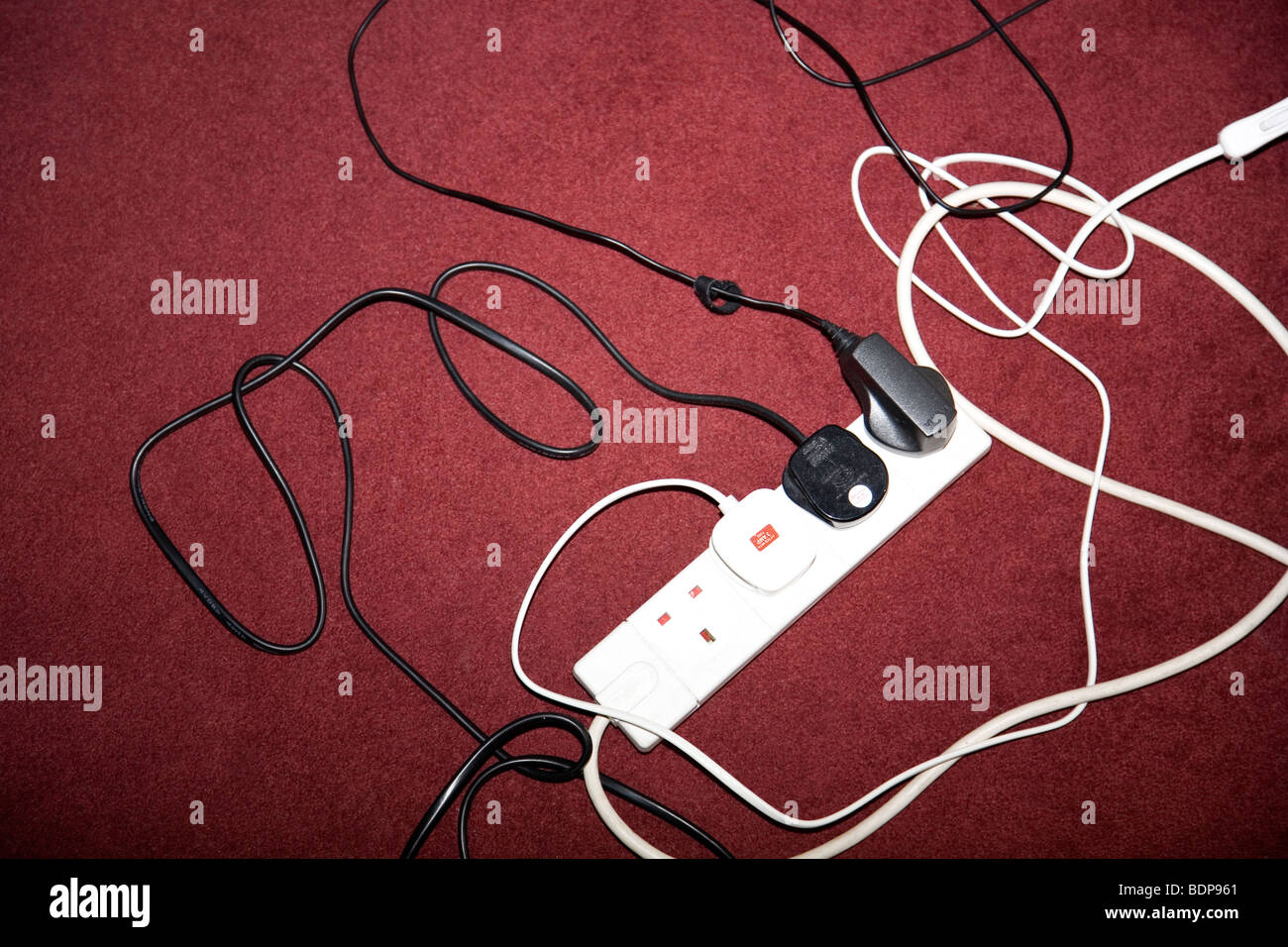 Plug Extension Wires In A Tangle Stock Photo Alamy