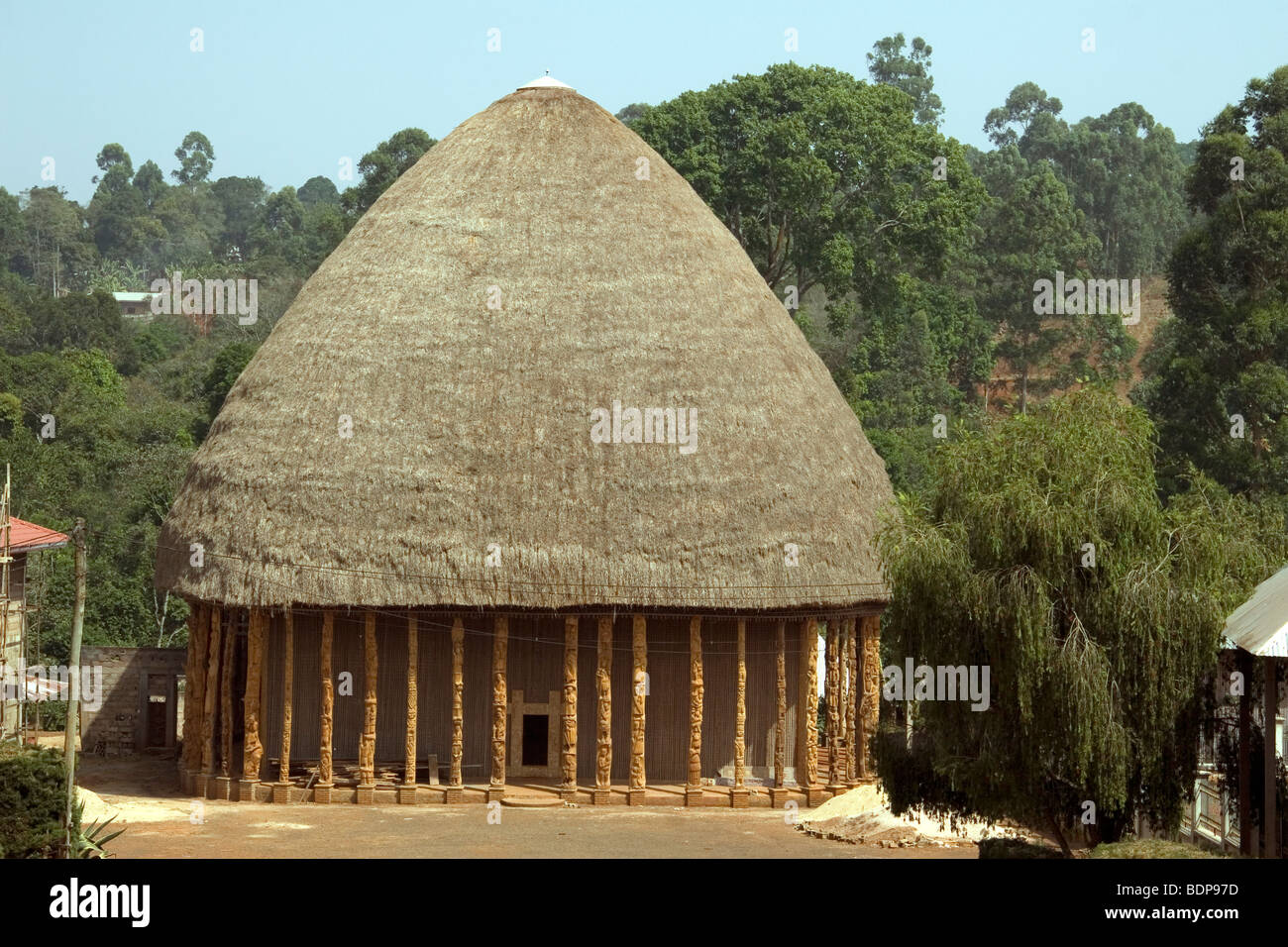 Main reception hall of chief's palace of Bamil k chiefdom of Bandjoun West Province Cameroon Stock Photo