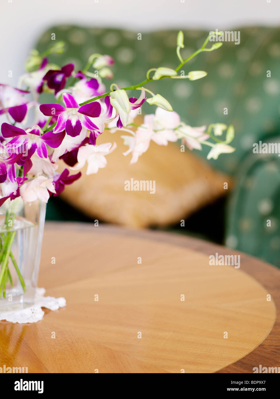 Orchids in vase on table hi-res stock photography and images - Alamy