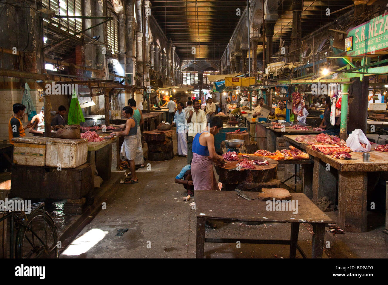 Meat Market inside Hogg Market in Calcutta India Stock Photo Alamy