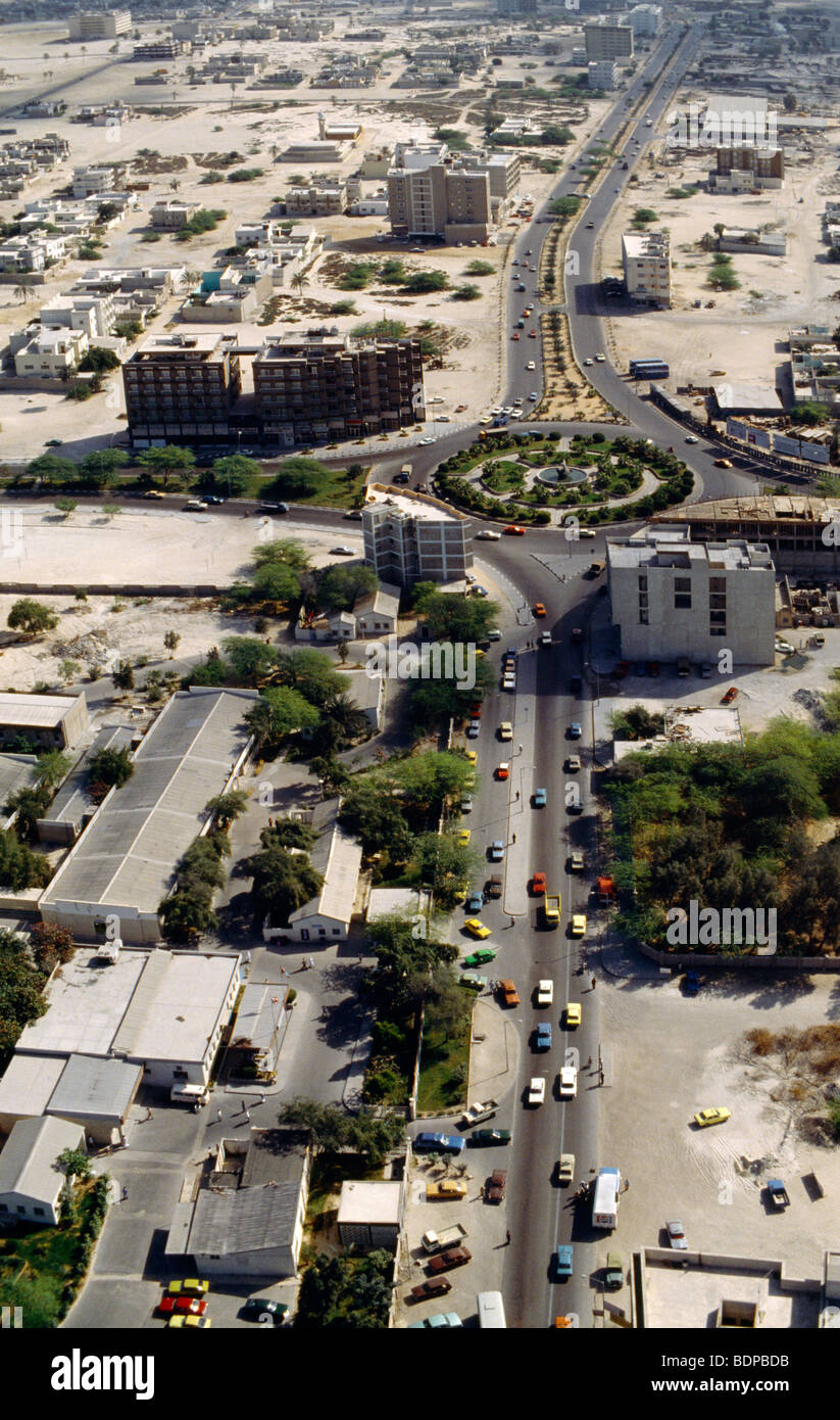 Dubai UAE Aerial Of Sheikh Zayed Road in 1970’s Stock Photo