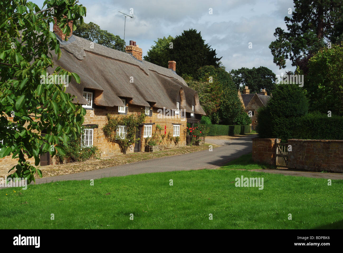 The main street in the little hamlet of Brockhall, Northamptonshire, UK