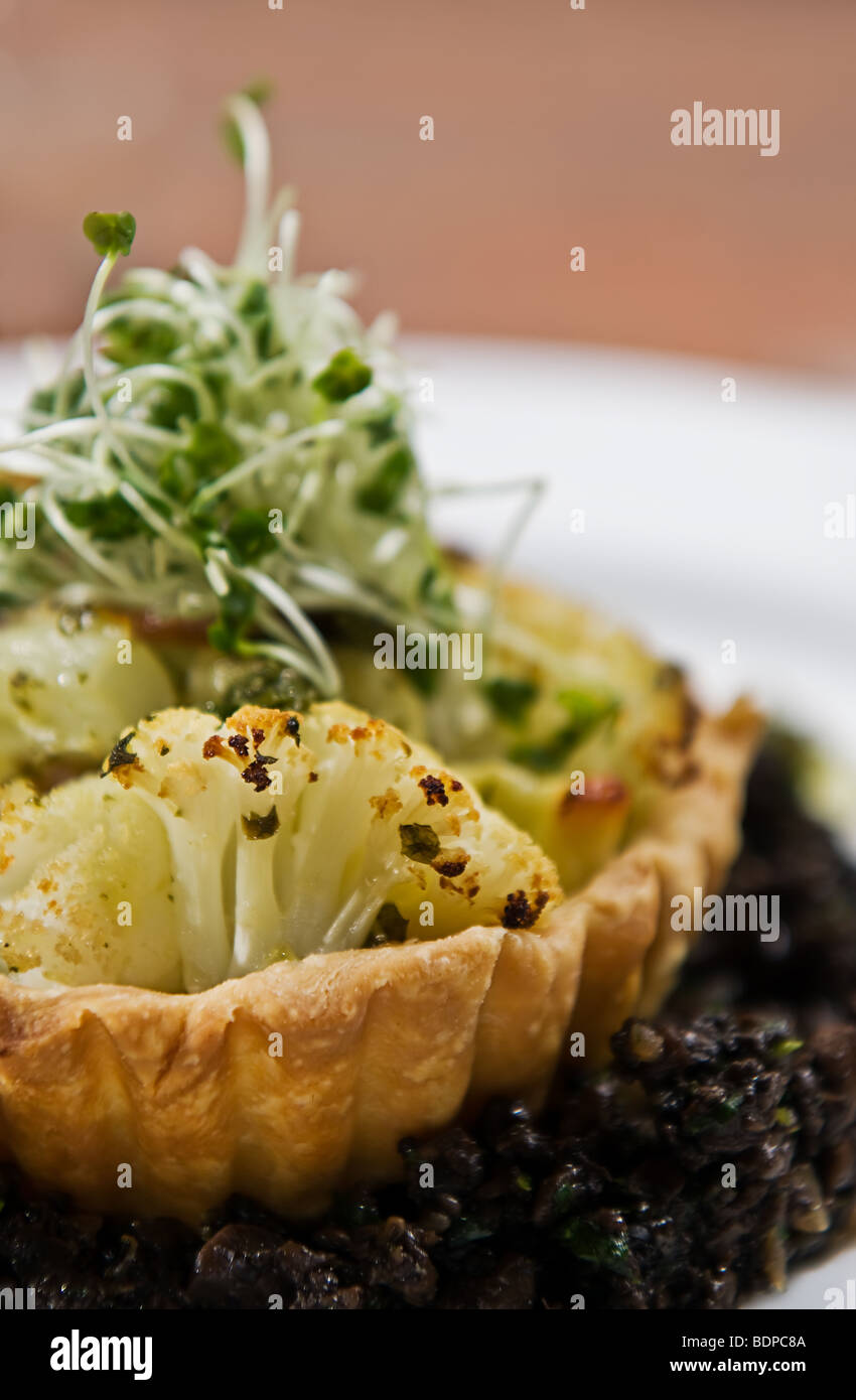 Cauliflower & Haloumi tart with a Swiss brown mushroom & herb duxelle