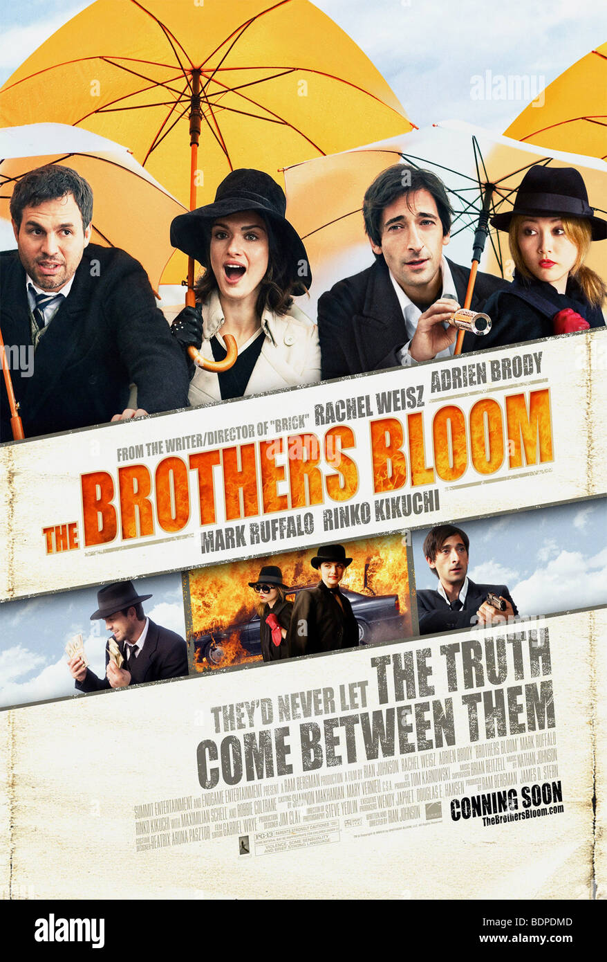 The Brothers Bloom Year  2008 Director  Rian Johnson Adrien Brody,  Rachel Weisz, Mark Ruffalo, Rinko Kikuchi Movie poster (USA) Stock Photo