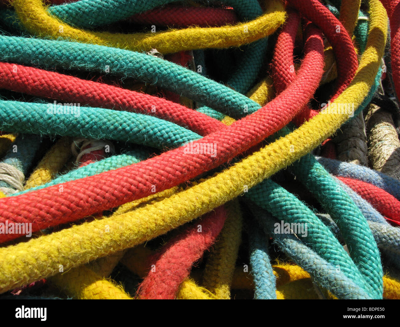 Tangled Marine Ropes Tangled ropes on boat in hi-res stock photography and images - Alamy