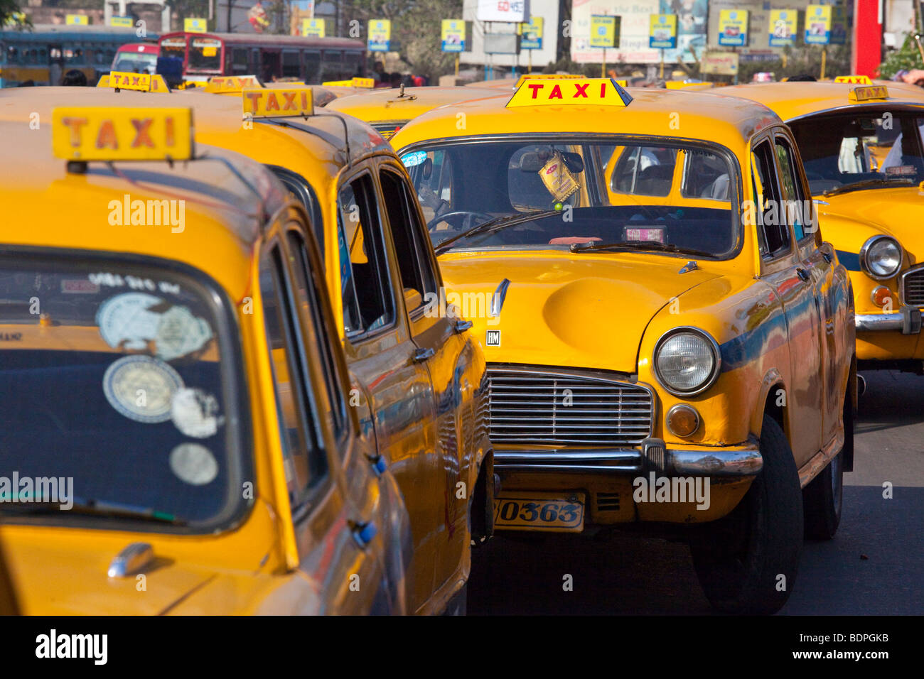 Taxi Stand outiside Howrah Railway Station in Calcutta India Stock Photo