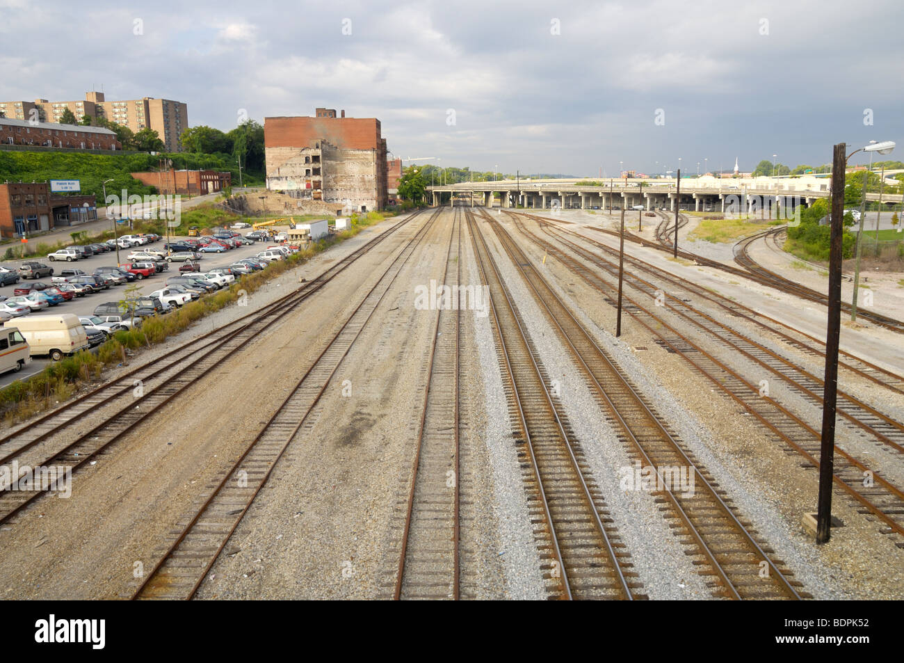 Railroad Yard Tracks in Knoxville, Tennessee, USA . Photo by Darrell