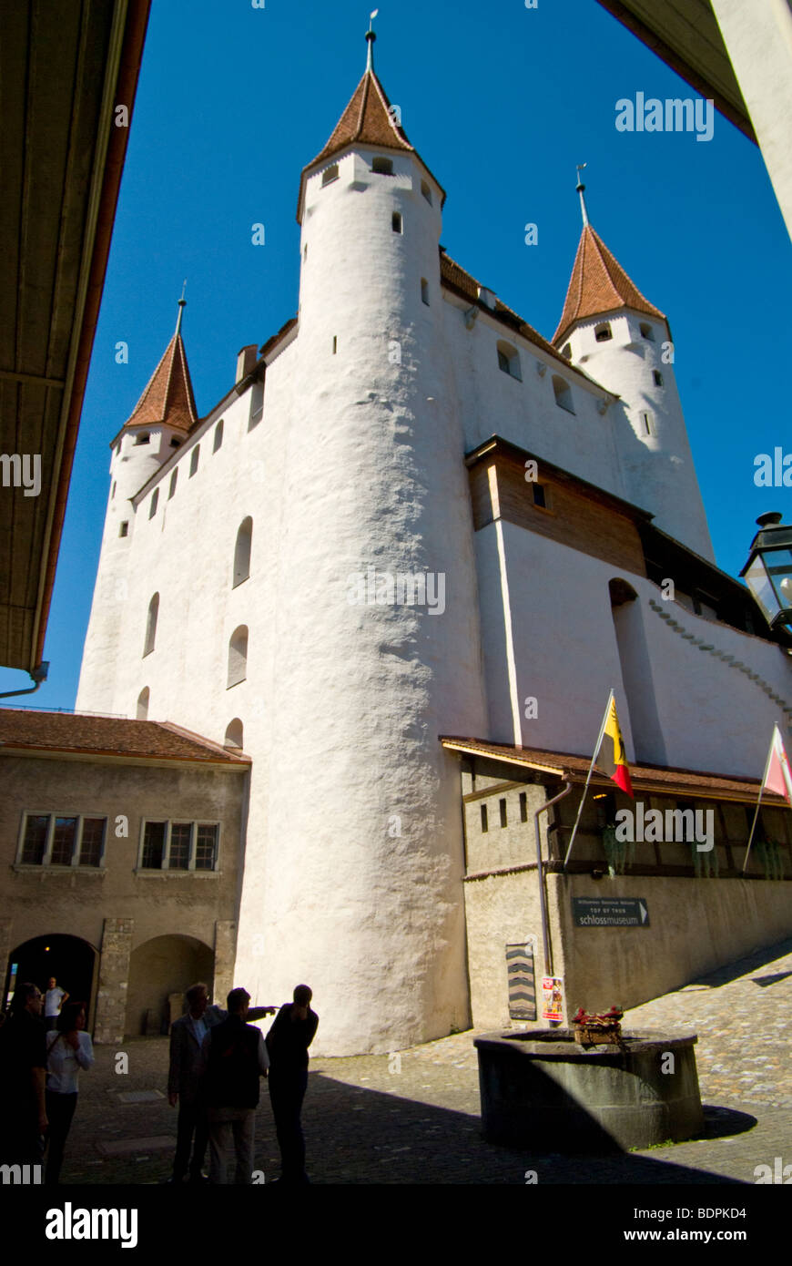 Thun - Switzerland. The towers of the ancient castle of Thoune. Stock Photo