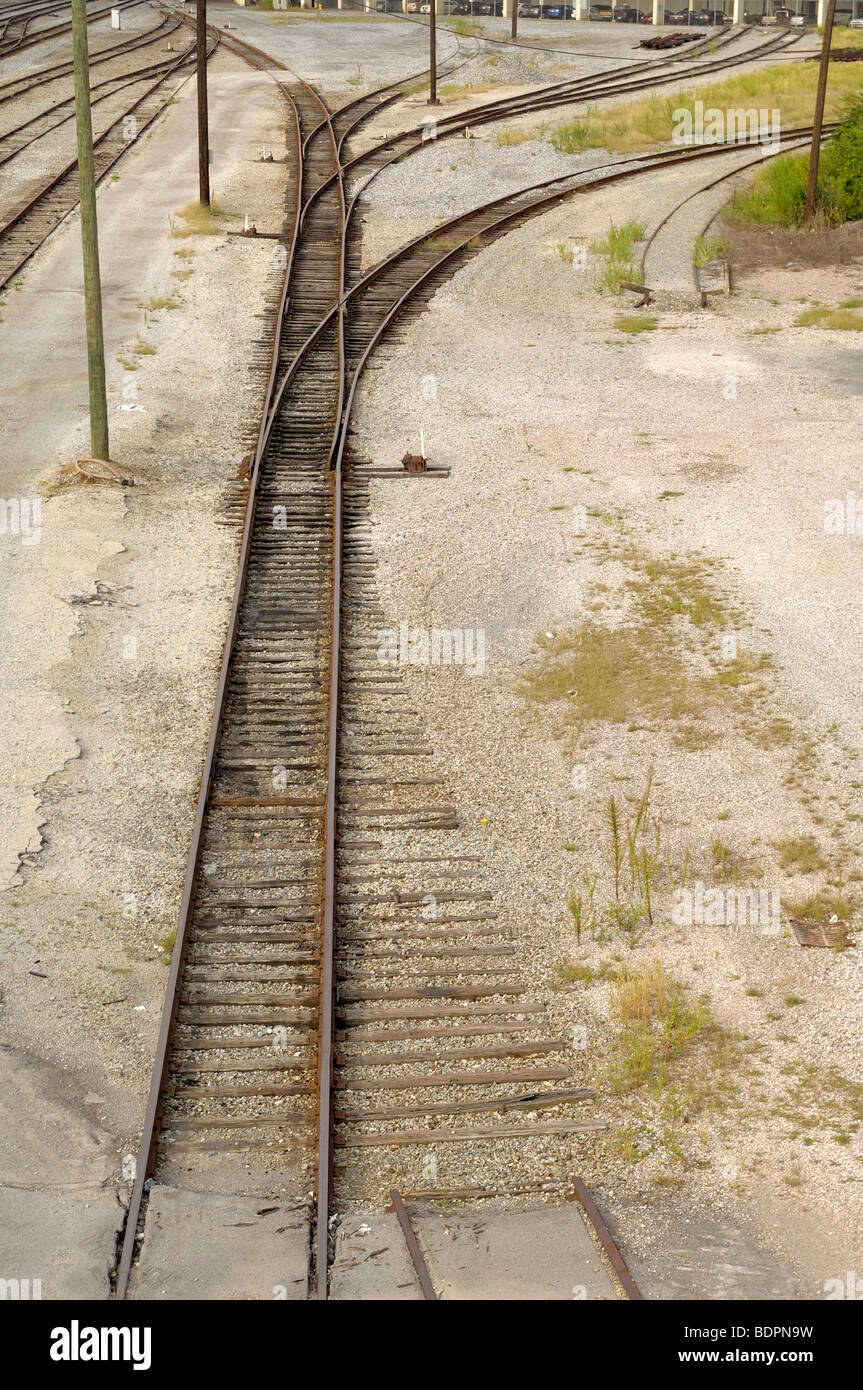 Railroad Yard Tracks with switches in Knoxville, Tennessee, USA. Photo