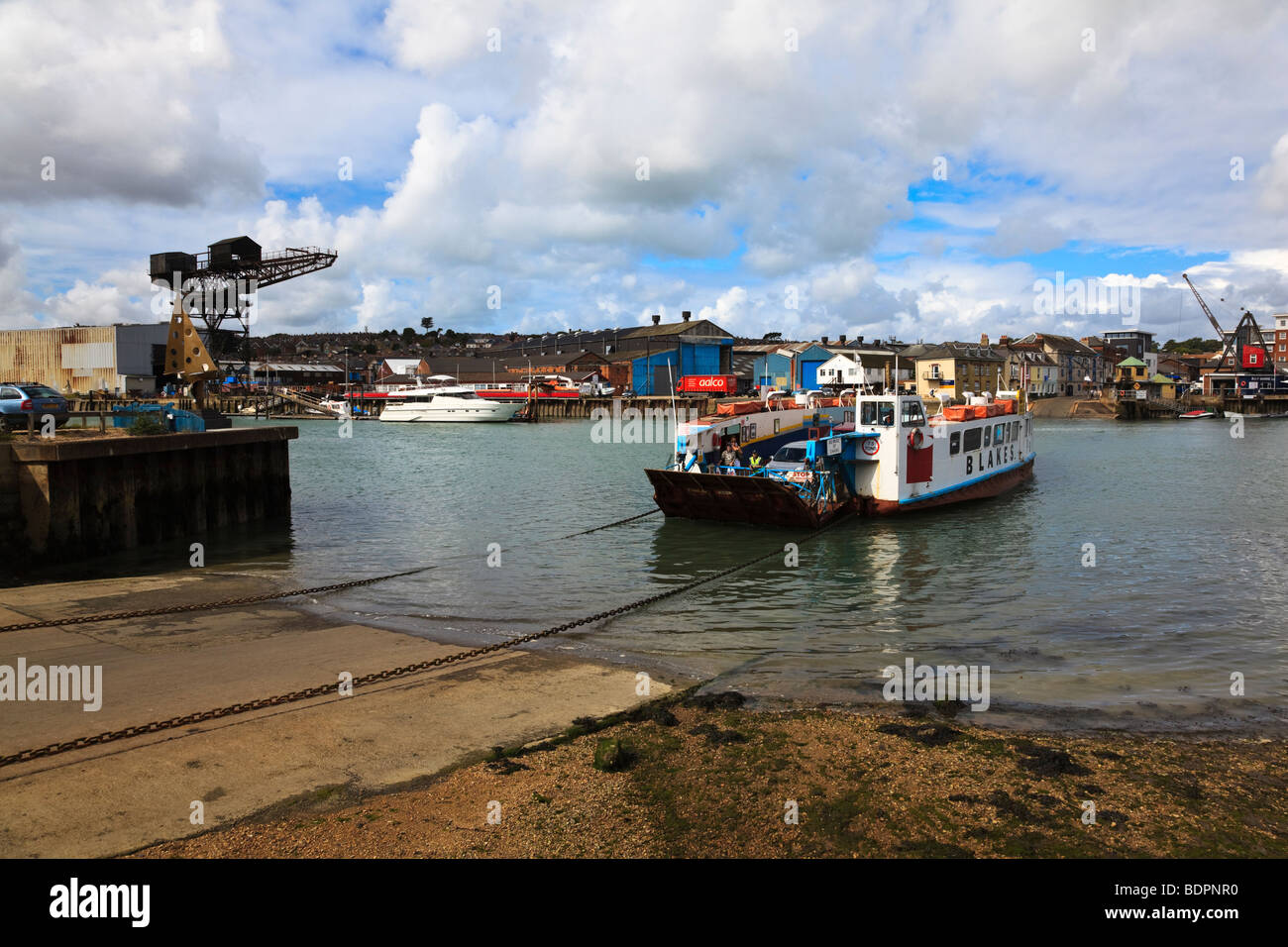 The Chain ferry that connects East and West Cowes arrives at East Cowes