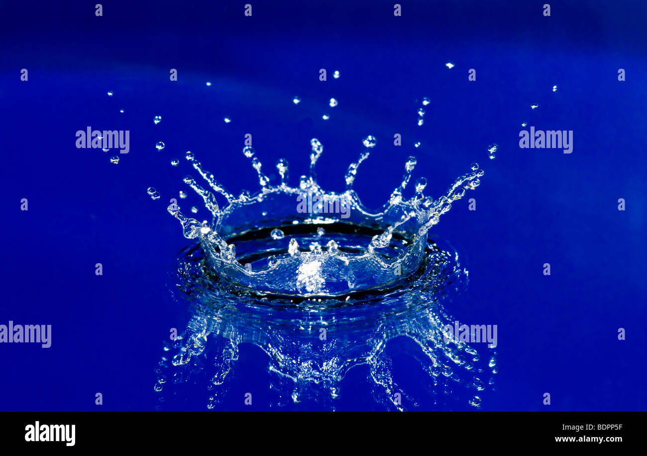 beautiful corona from splash of clean blue water Stock Photo