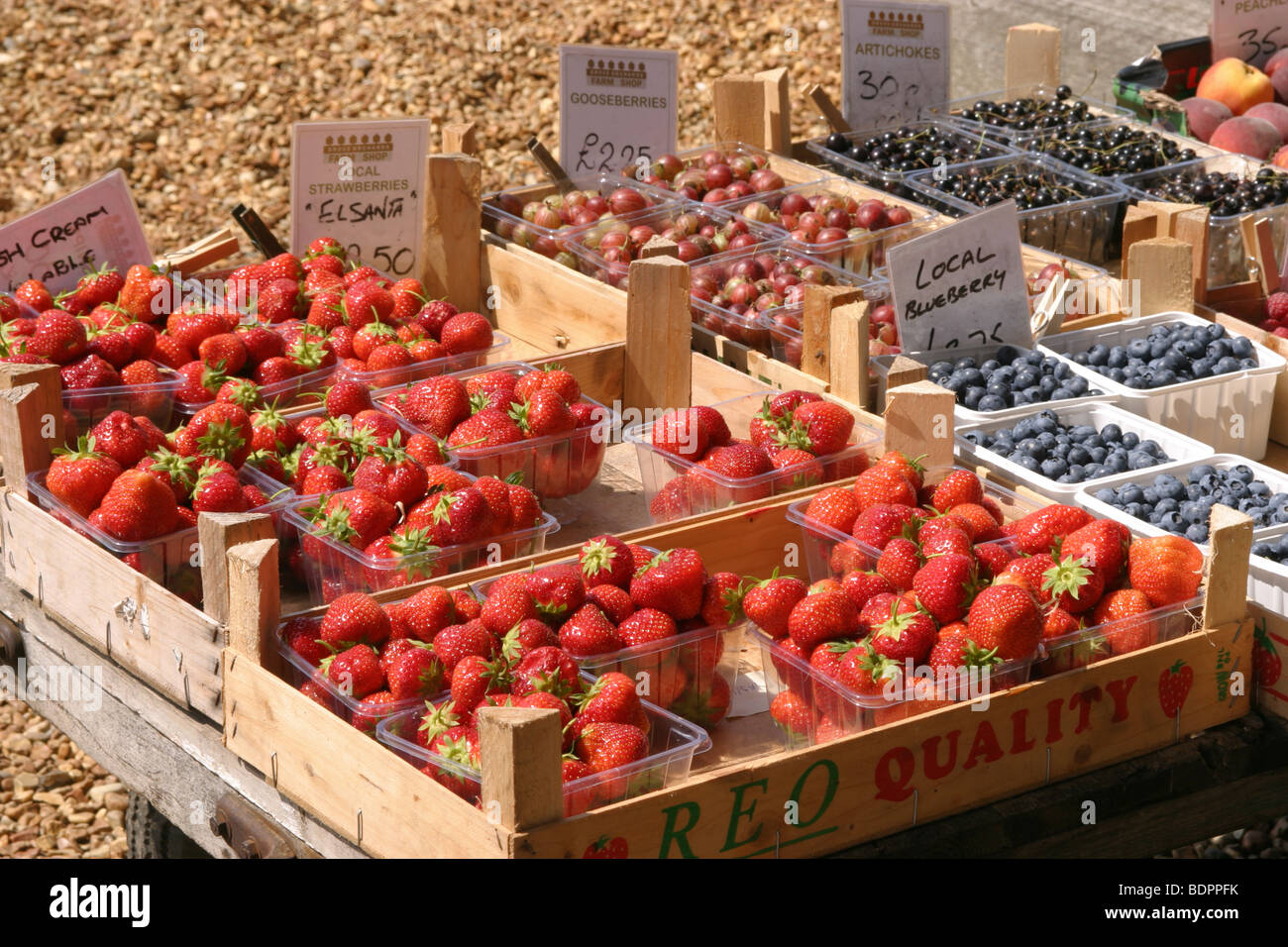 Fruit on sale at a Farm Shop UK Stock Photo