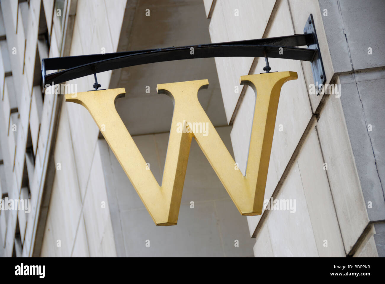 Waterstones Bookseller W logo sign outside bookshop, London, England Stock Photo