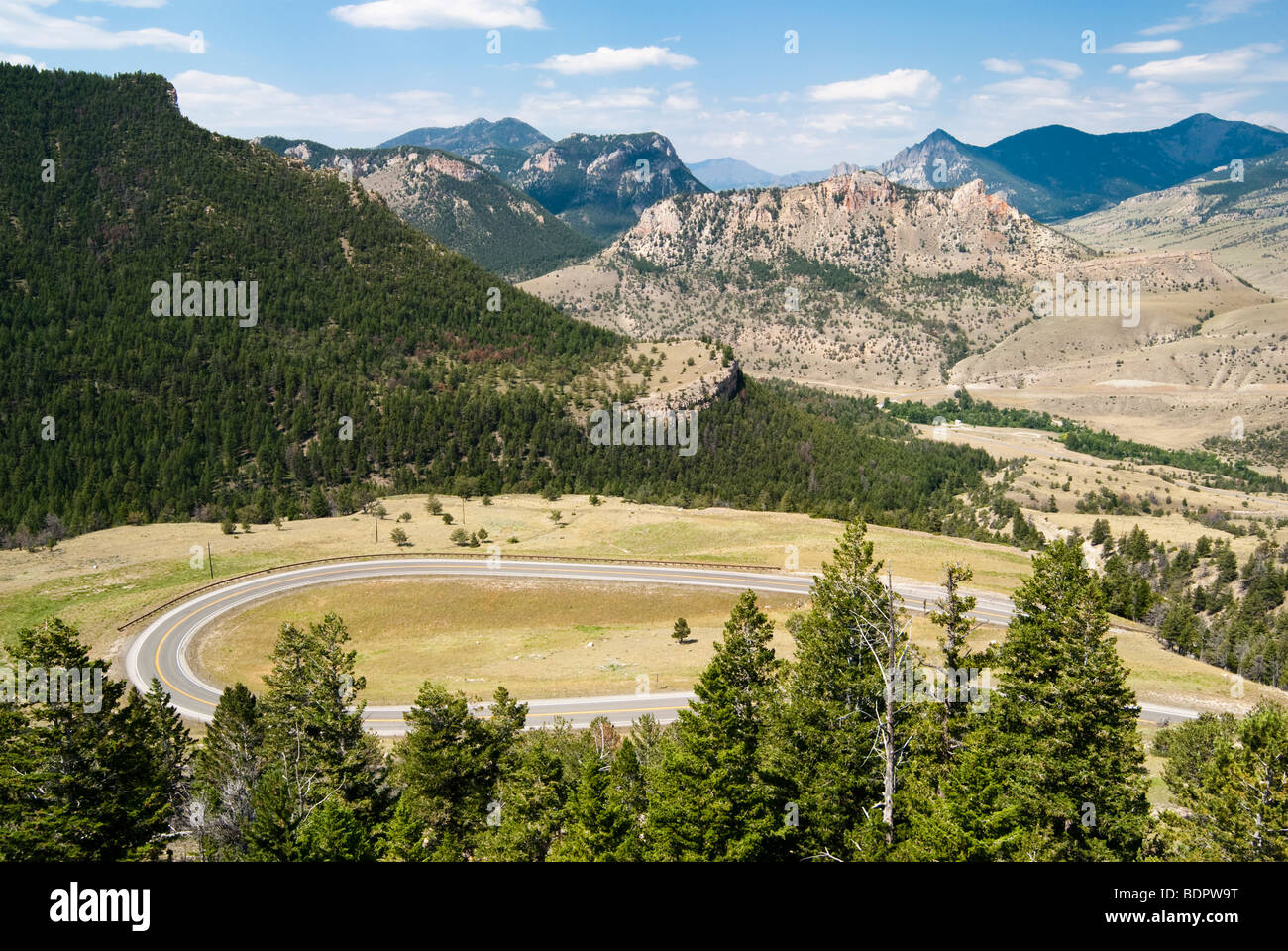 view along the Chief Joseph Scenic Byway in Wyoming Stock Photo