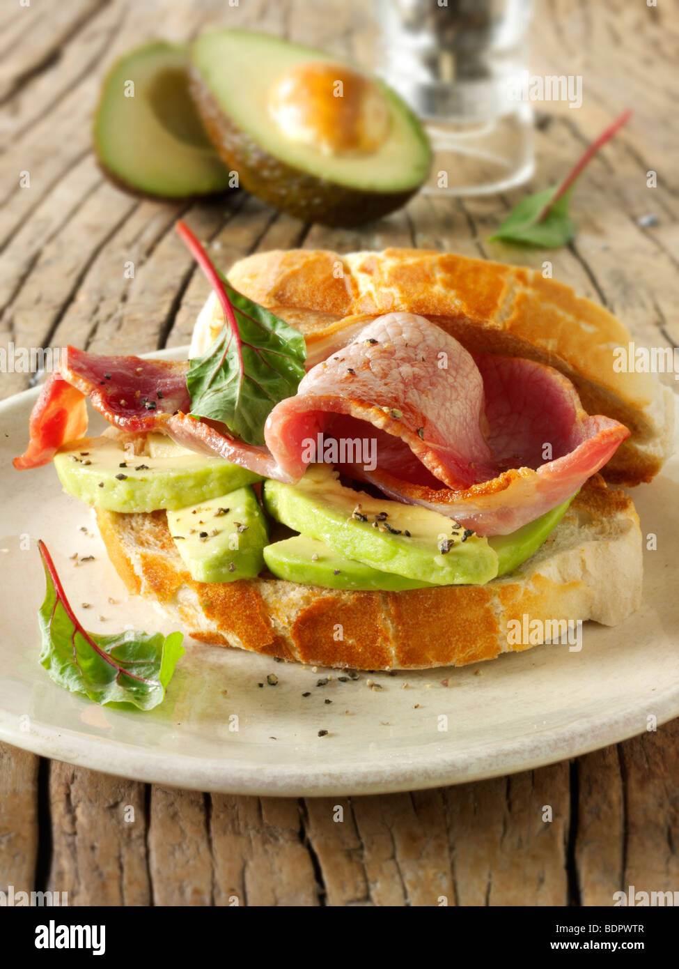 Bacon and avocado sandwich  Stock Photo
