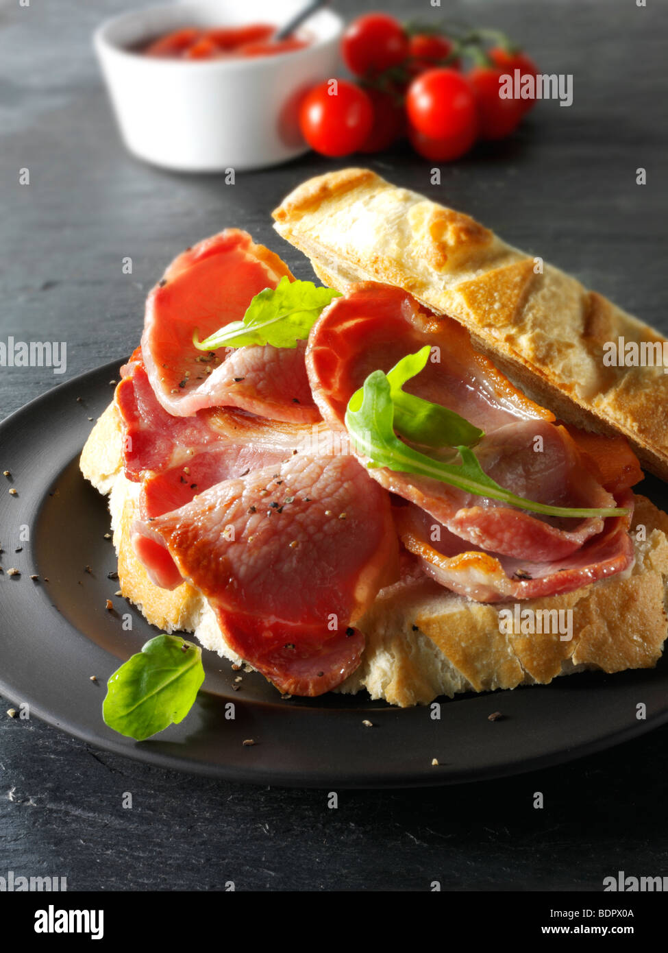 Traditional bacon sandwich Stock Photo