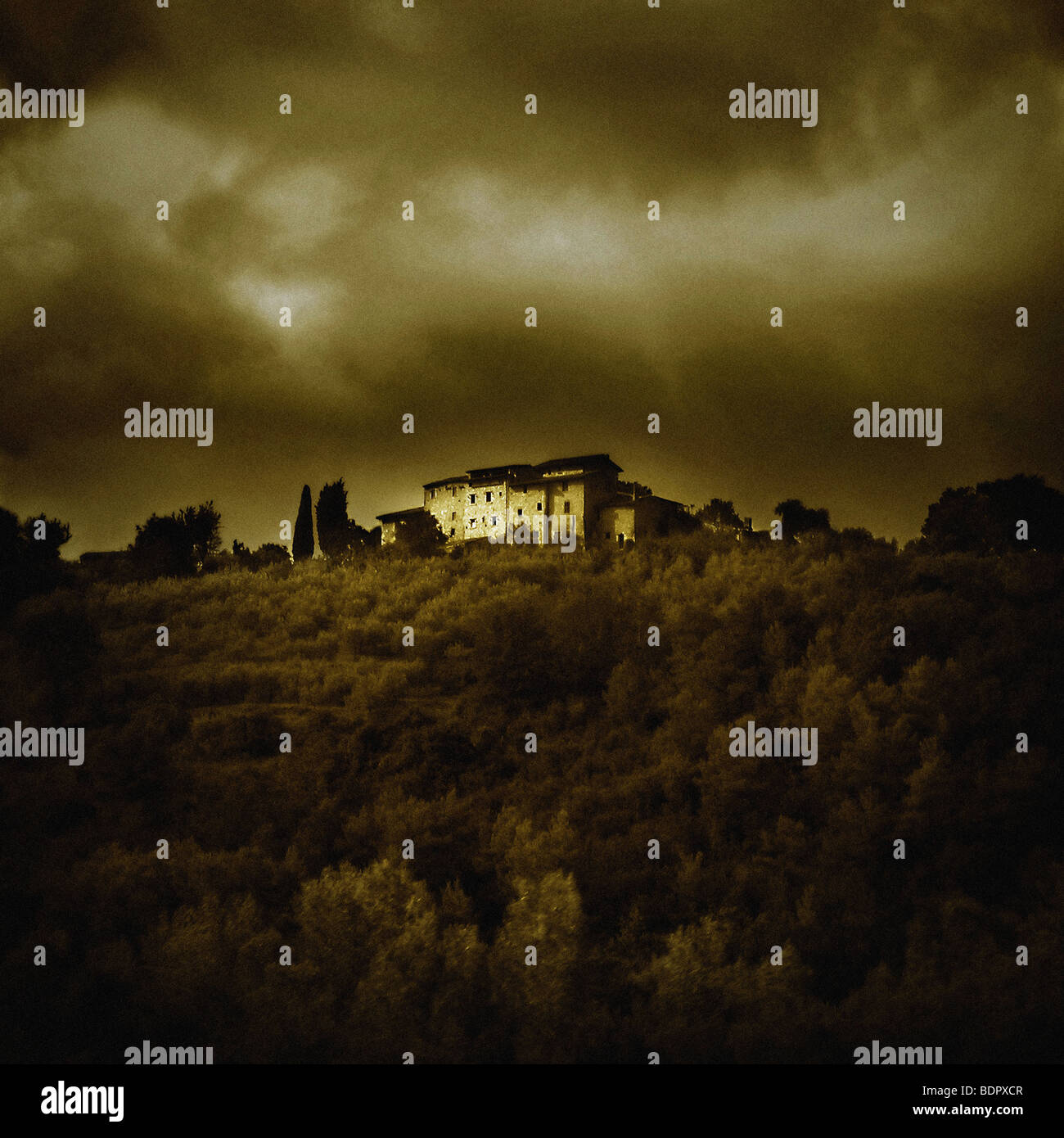 The Villa on a hill in Italy Stock Photo - Alamy