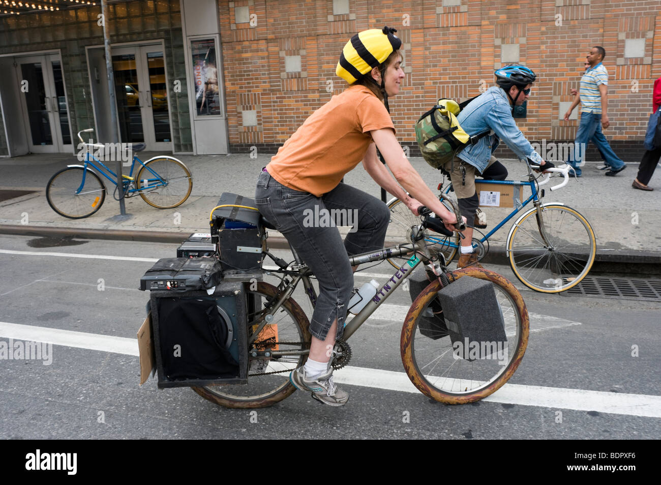 New York, NY - Barbara Ross on the Times Up Sound Bike Stock Photo