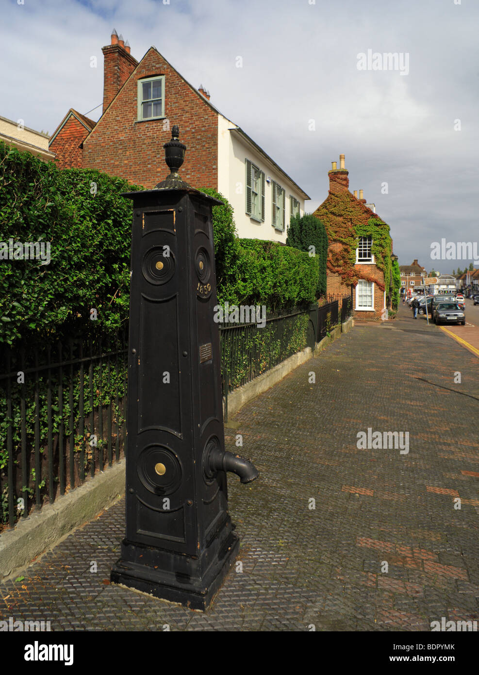Old town water pump, West Malling, Kent, England, UK. Stock Photo