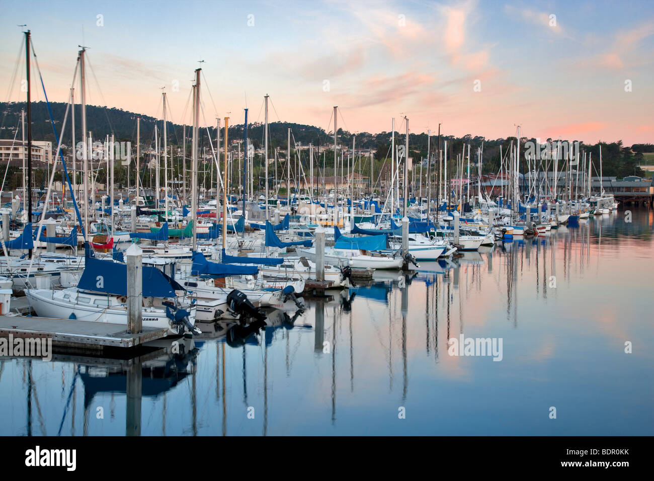 Sailboats in harbor. Fishermans Warf. Monterey Bay, California Stock Photo