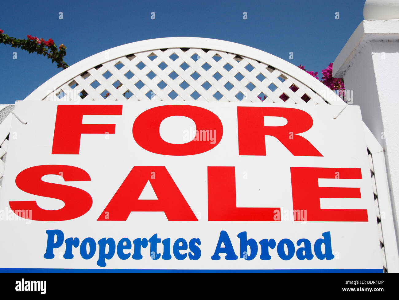 For sale sign outside large villa on Gran Canaria in the Canary Islands
