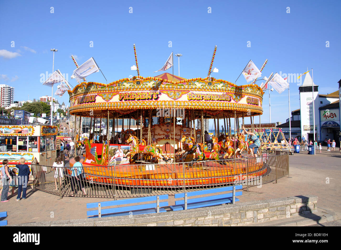 Seafront fairground carousel, Bournemouth, Dorset, England, United Kingdom Stock Photo