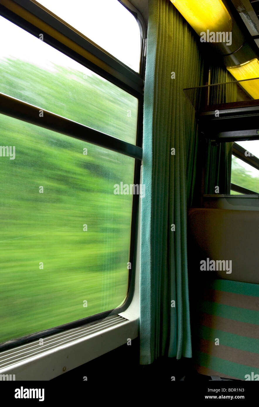 Inside Train in Motion Stock Photo