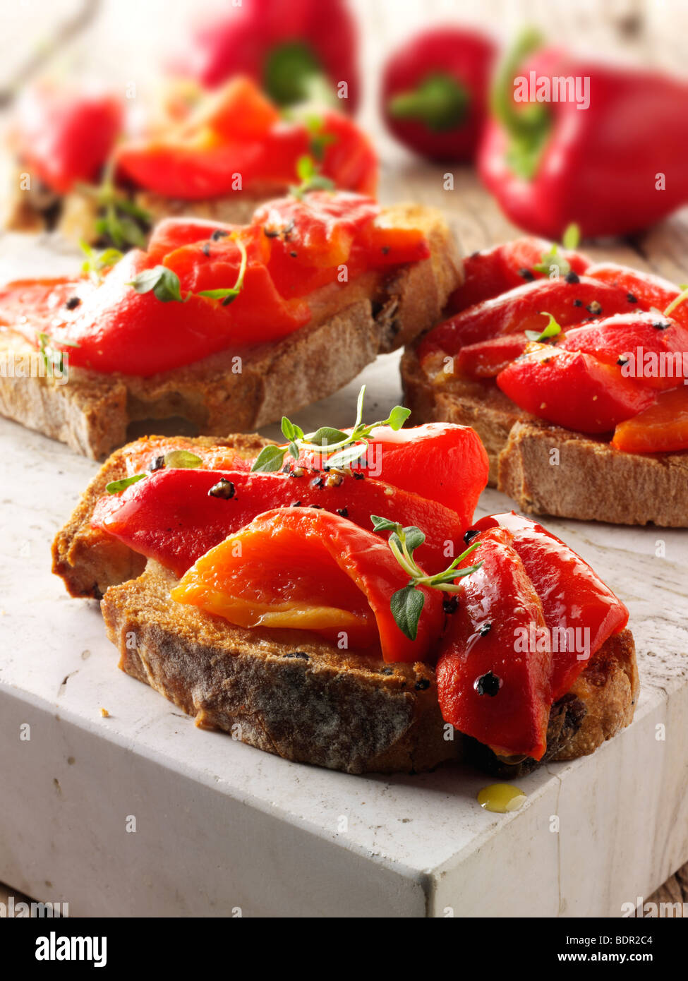 Roast red peppers bruschetta hires stock photography and images Alamy