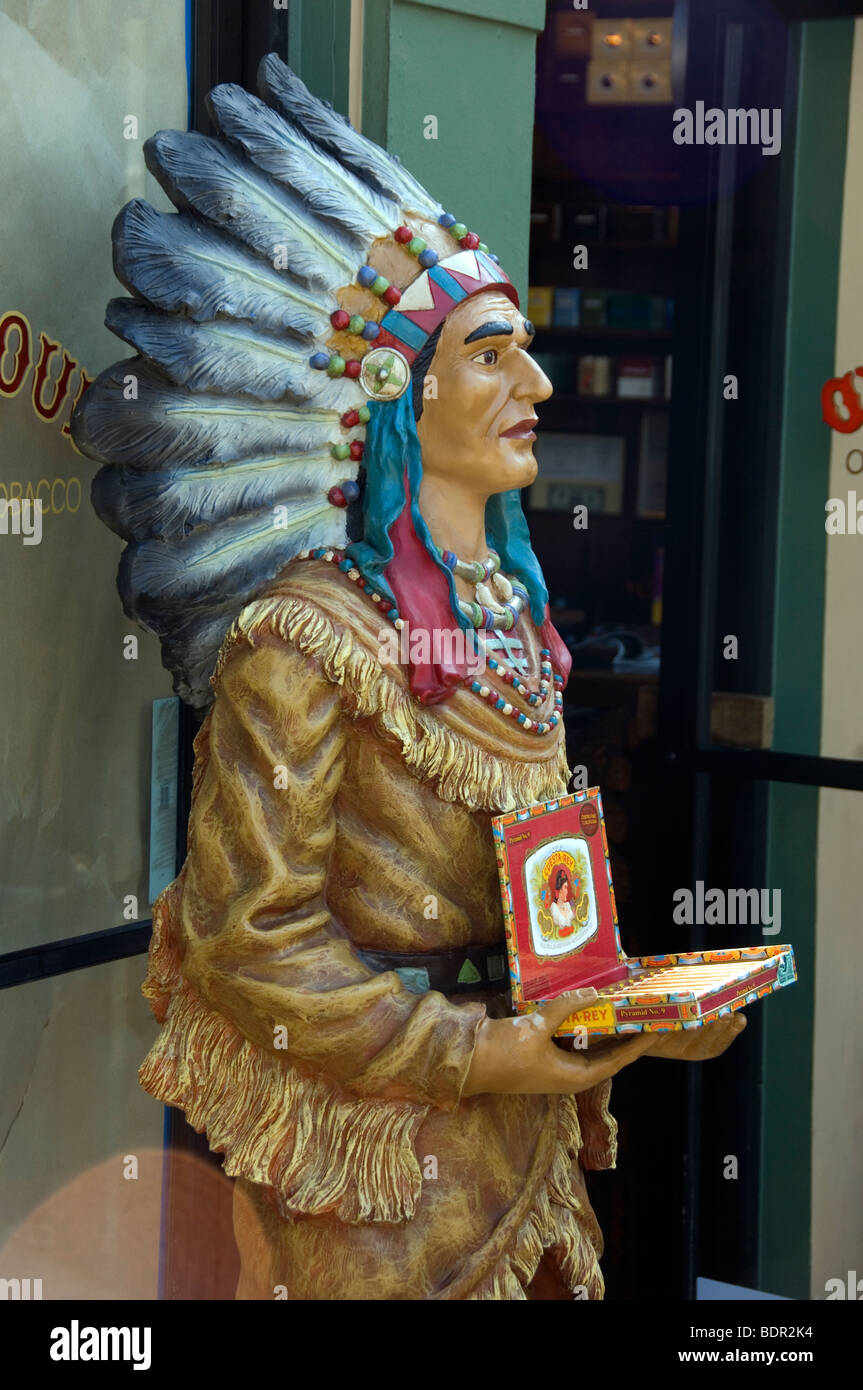Wooden Indian outside cigar shop Stock Photo Alamy