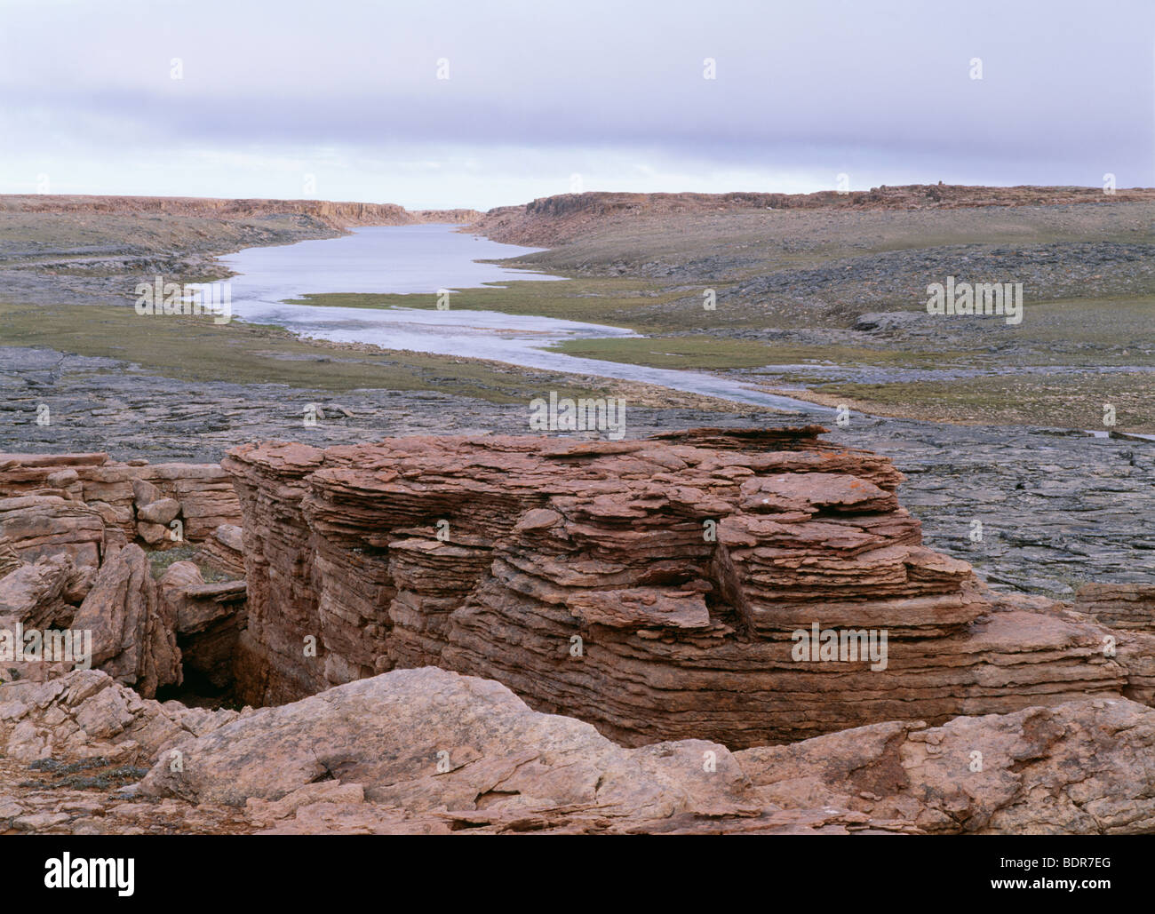 Sandstone landscape Paulatuk National Wildlife Refuge Canada Stock