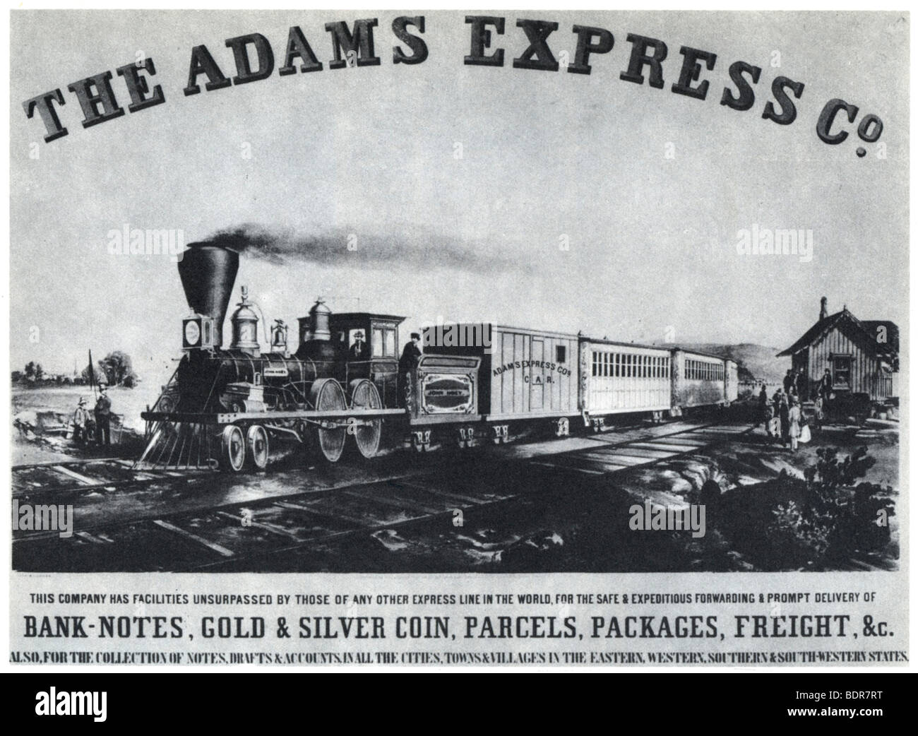 Adams Express Company advertisement, c1860s (1954). Artist: Unknown Stock Photo