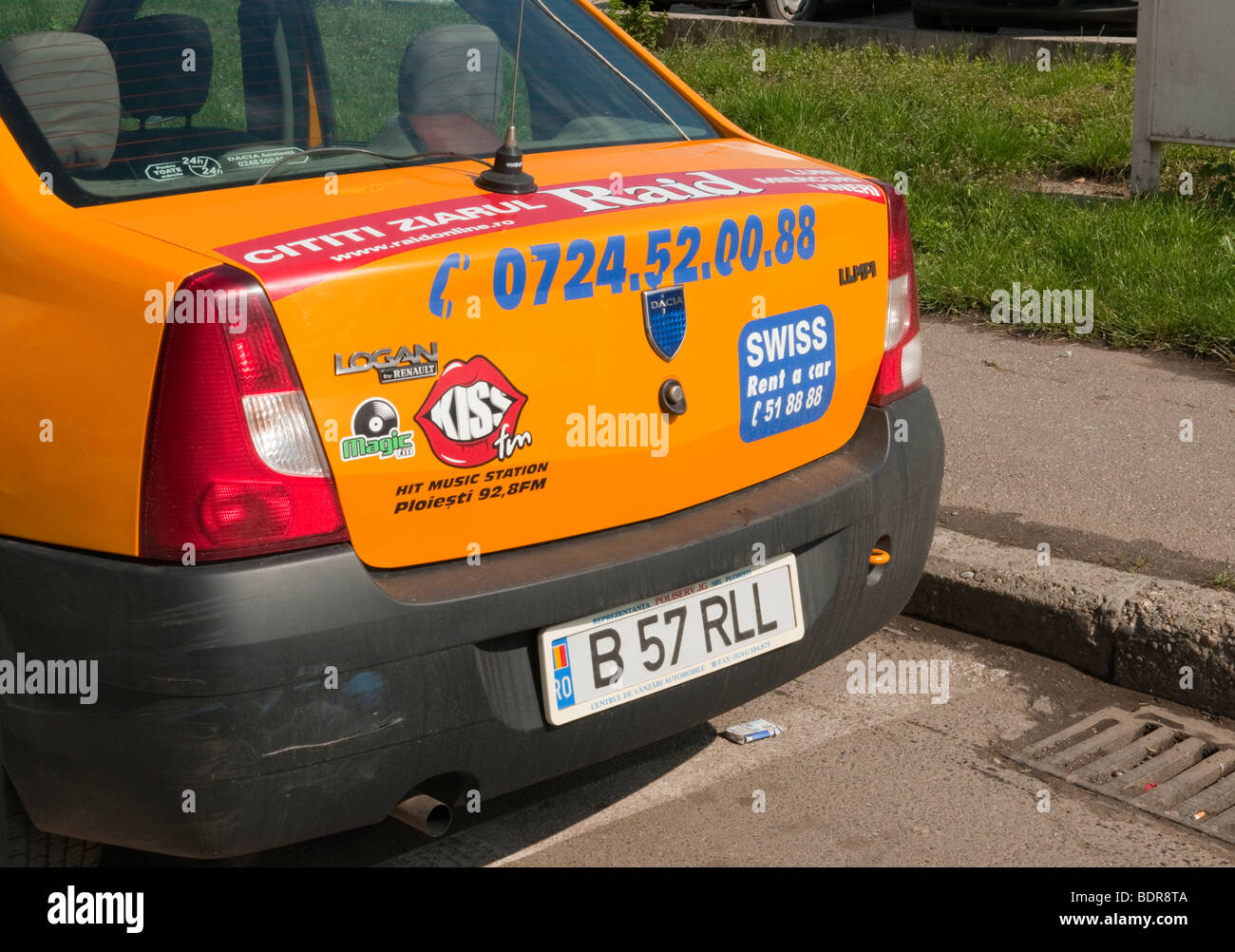 Renault Logan Taxi on E60 Road near Tunari Bucharest Romania Eastern Europe Stock Photo