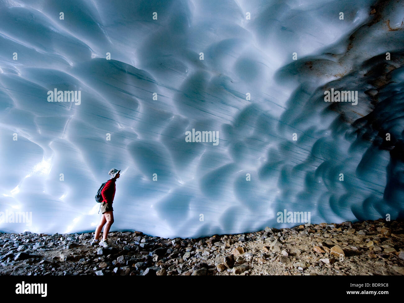 Ice tunnel in Cavell Glacier, Jasper National Park, Alberta, Canada