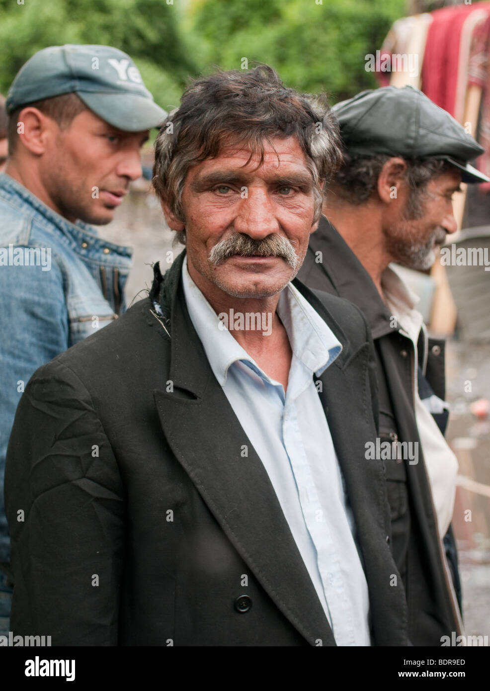 A proud homeless Romanian Gypsy Elder living on streets in Ploiesti Romania Eastern Europe Stock Photo
