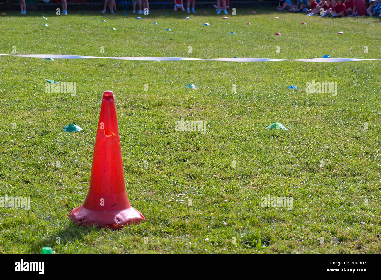 Finishing line at primary school sports day Stock Photo