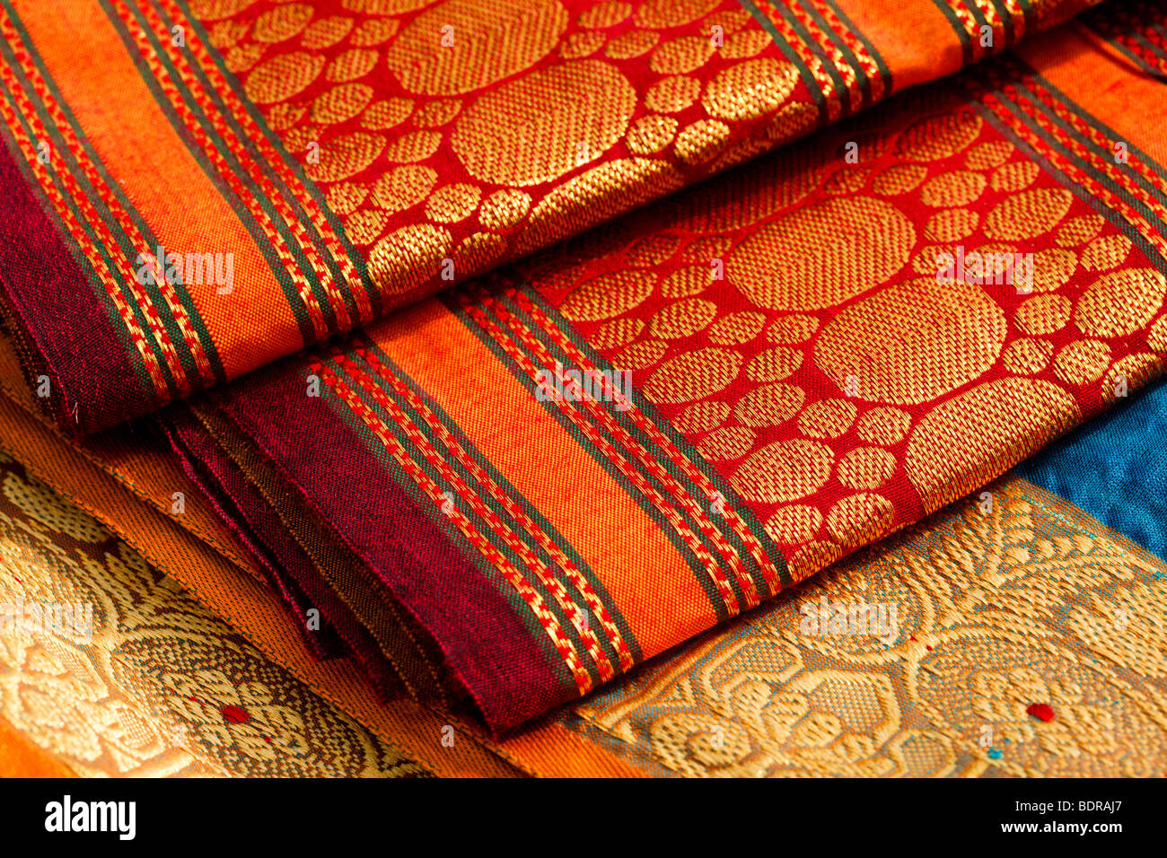 Indian silk saris close up. Background Stock Photo - Alamy