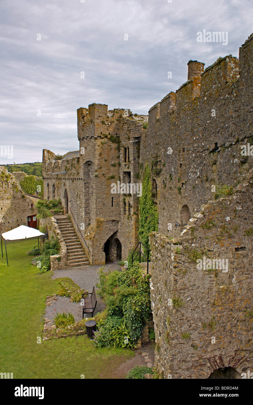 Manorbier Castle in Pembrokeshire West Wales Stock Photo Alamy
