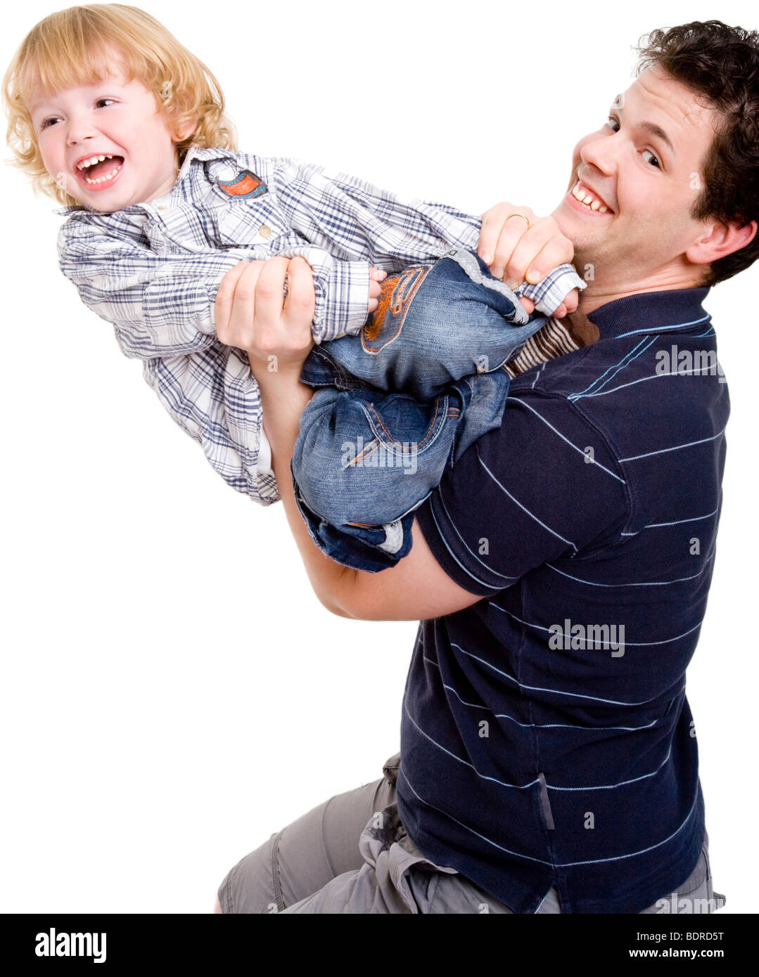 young father with three-year-old son Stock Photo