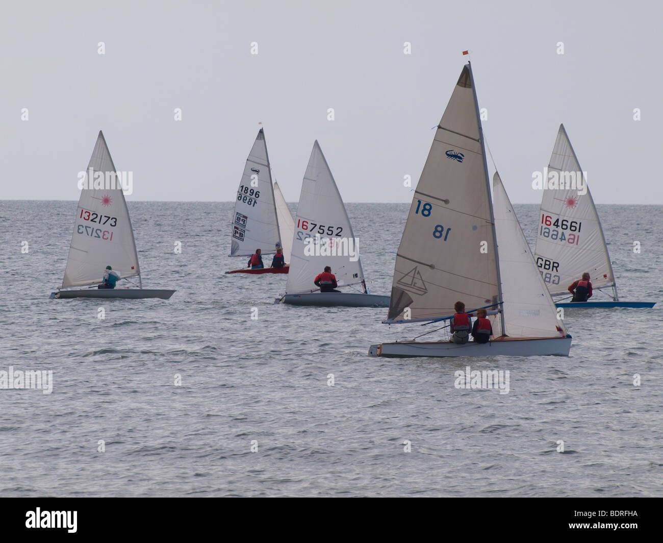 Dinghy sailing race, Devon Stock Photo Alamy