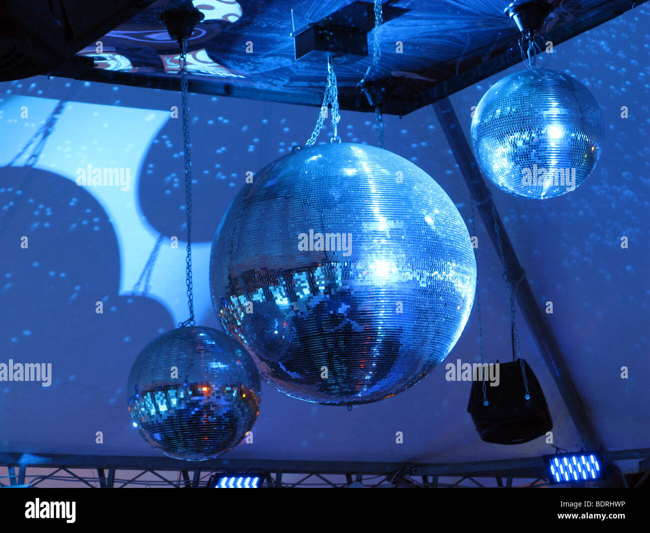 hanging glitter balls inside marquee Stock Photo Alamy