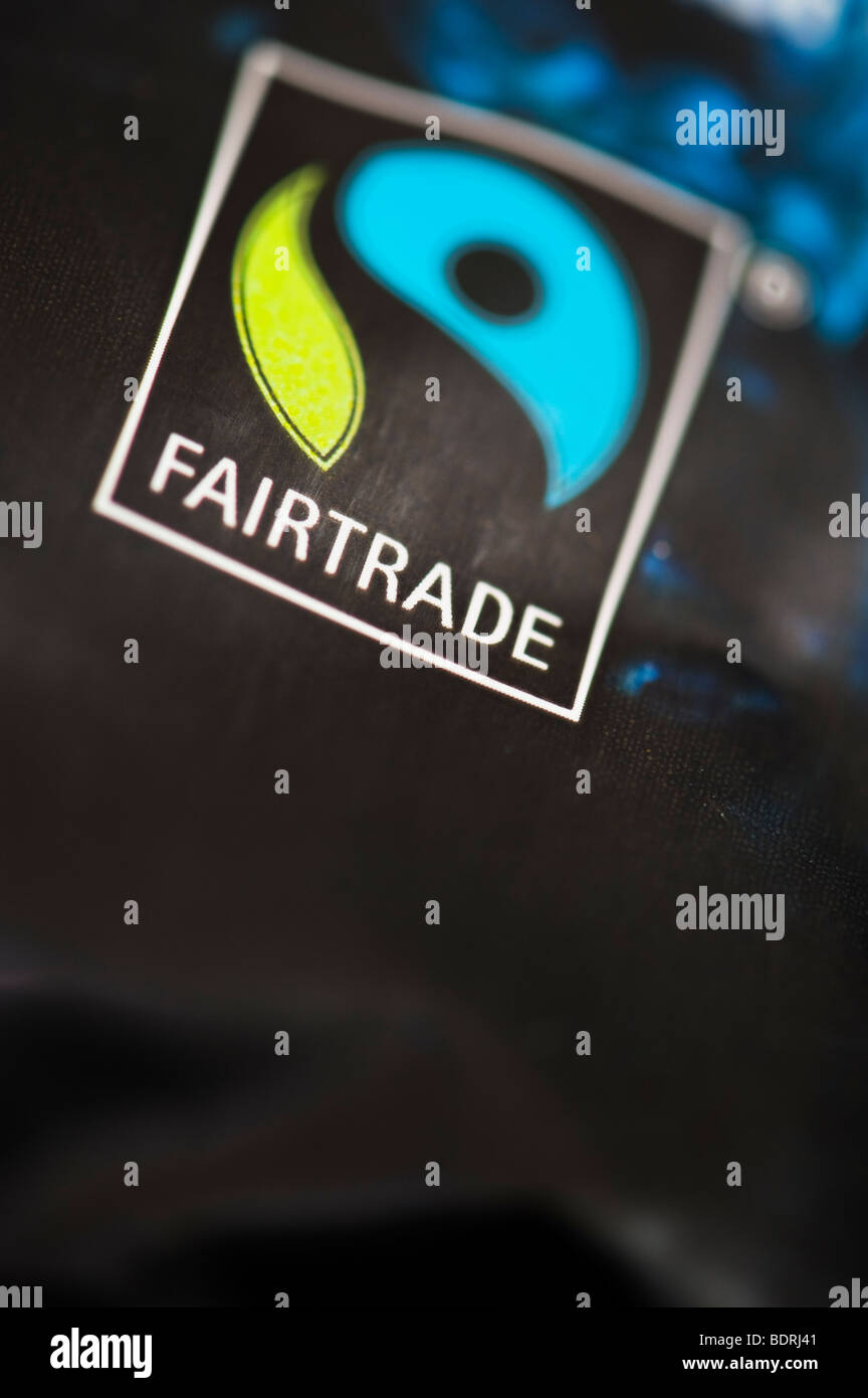 Fairtrade food packet labeling Stock Photo